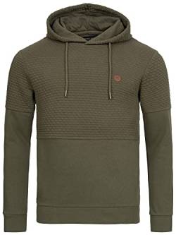 Indicode Herren Franz Sweatshirt mit Kapuze | Hoodie Kapuzenpullover für Männer Army M von Indicode