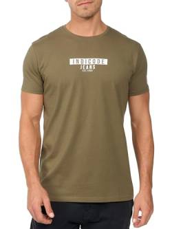 Indicode Herren GOTSVegas T-Shirt mit Rundhals-Ausschnitt aus Baumwolle | Herrenshirt Sommershirt Männer Army L von Indicode