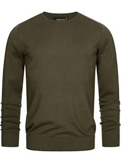 Indicode Herren Gamal Strickpullover aus 80% Baumwolle | Pullover O-Neck Pulli Männer Army L von Indicode