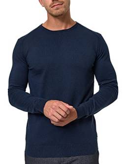 Indicode Herren Gamal Strickpullover aus 80% Baumwolle | Pullover O-Neck Pulli Männer Navy XL von Indicode