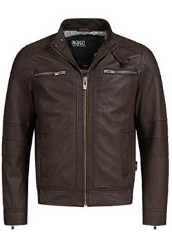 Indicode Herren Germo Lederjacke aus Lammleder | Echtleder Jacke Motorradjacke Bikerjacke Dk Brown 3XL von Indicode