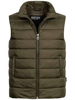 Indicode Herren Gibbon Steppweste mit Stehkragen | Herrenweste Weste Markenweste Männer Army XL von Indicode