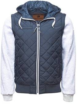 Indicode Herren Harry Jacke mit Kapuze und abnehmbaren Ärmeln | Steppjacke Weste Blau M von Indicode