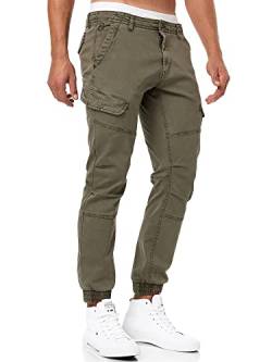 Indicode Herren Hills Cargohose aus 98% Baumwolle mit 6 Taschen | Freizeithose für Männer Army M von Indicode