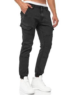 Indicode Herren Hills Cargohose aus 98% Baumwolle mit 6 Taschen | Freizeithose für Männer Black M von Indicode