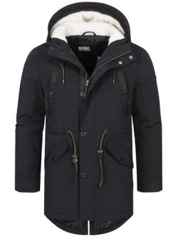 Indicode Herren INBenicio Parka mit gefütterter Kapuze & Teddyfell-Futter | Winterjacke Winterparka Männer Black S von Indicode