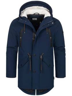 Indicode Herren INBenicio Parka mit gefütterter Kapuze & Teddyfell-Futter | Winterjacke Winterparka Männer Navy XL von Indicode