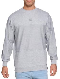 Indicode Herren INBridge Sweatshirt mit RIPP-Bündchen | Herren Sweater Pullover für Männer Lt Grey Mix L von Indicode