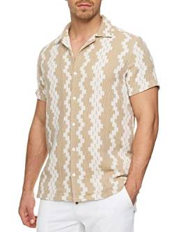 Indicode Herren INCosby Kurzarmhemd mit Button-Down-Kragen | Herrenhemd gestreift Kurzarm Hemd White XL von Indicode