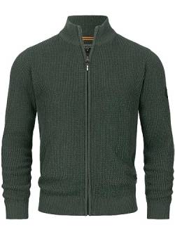 Indicode Herren INLayton Strickjacke mit Stehkragen | Fein-Strick Cardigan mit Kragen und Reißverschluss Army XL von Indicode