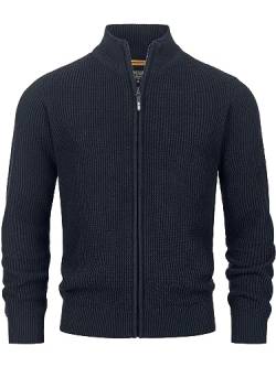 Indicode Herren INLayton Strickjacke mit Stehkragen | Fein-Strick Cardigan mit Kragen und Reißverschluss Navy M von Indicode