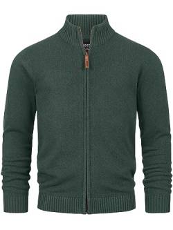 Indicode Herren INLut Strickjacke mit Stehkragen | Fein-Strick Cardigan mit Kragen und Reißverschluß Army M von Indicode