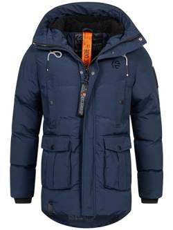 Indicode Herren INRene Winterparka mit Kapuze | Herrenparka Parka Winterjacke Mantel Männer Navy M von Indicode