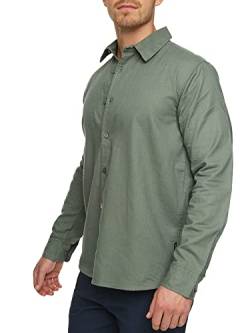 Indicode Herren INSville Sommer-Hemd aus Baumwoll-Leinen Mischung | Herrenhemd für Männer Agave Green M von Indicode