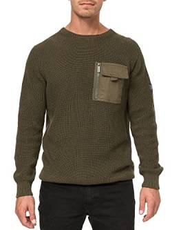 Indicode Herren Julieta Pullover aus 100% Baumwolle mit Brusttasche | Strickpullover für Männer Army M von Indicode