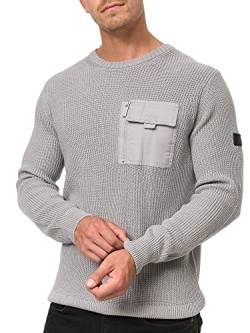 Indicode Herren Julieta Pullover aus 100% Baumwolle mit Brusttasche | Strickpullover für Männer Lt Grey Mix XL von Indicode