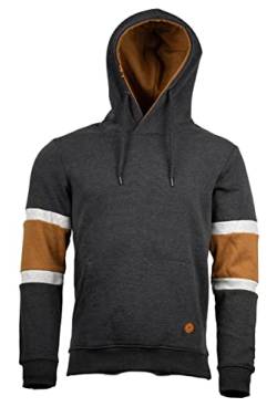 Indicode Herren Kapuzenpullover Noland Hoodie Sweater Hoody Pullover Charcoal Mix S von Indicode