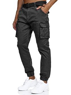 Indicode Herren Kerr Cargohose aus 98% Baumwolle inkl. Gürtel | Cargo Hose für Männer Black XXL von Indicode