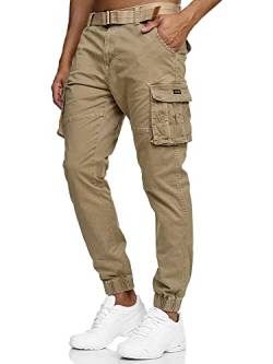 Indicode Herren Kerr Cargohose aus 98% Baumwolle inkl. Gürtel | Cargo Hose für Männer Cornstalk XL von Indicode