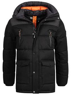 Indicode Herren Krem Winterjacke mit Kapuze | Herrenjacke Jacke Steppjacke Männer Black XL von Indicode