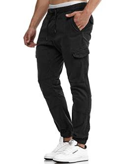 Indicode Herren Levi Cargo Cargo Hose Freizeithose Militär Army Chino Feldhose Outdoorhose Rangerhose Stoffhose, L, Schwarz von Indicode