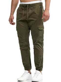 Indicode Herren Levi Cargo Cargo Hose Freizeithose Militär Army Chino Feldhose Outdoorhose Rangerhose Stoffhose Leinenhose, Army, L von Indicode