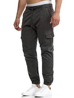 Indicode Herren Levi Cargo Cargo Hose Freizeithose Militär Army Chino Feldhose Outdoorhose Rangerhose Stoffhose Leinenhose, Raven, L von Indicode