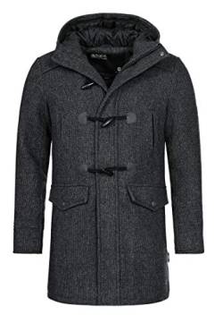 Indicode Herren Liam Dufflecoat | Wintermantel Wollmantel Herrenmantel Mantel für Männer Black mix XL von Indicode