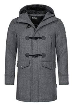 Indicode Herren Liam Dufflecoat | Wintermantel Wollmantel Herrenmantel Mantel für Männer Grey Mix XXL von Indicode