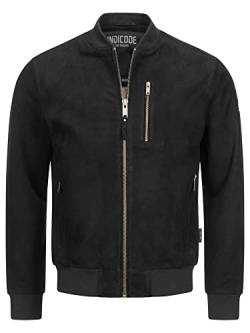 Indicode Herren Maddoc Lederjacke aus Ziegenleder in Wildleder-Optik | Echtleder Jacke Motorradjacke Bikerjacke Black L von Indicode