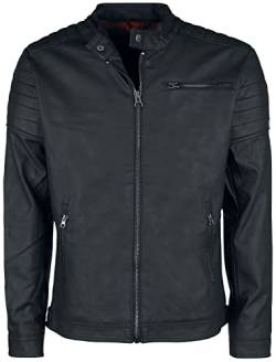 Indicode Herren Manuel Lederjacke aus Leder-Imitat | Motorradjacke Bikerjacke für Männer Black M von Indicode