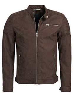 Indicode Herren Manuel Lederjacke aus Leder-Imitat | Motorradjacke Bikerjacke für Männer Dk Brown M von Indicode