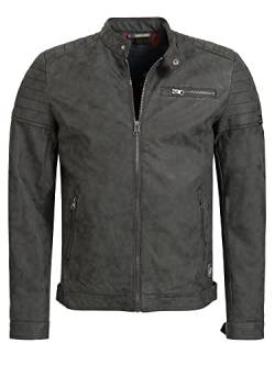 Indicode Herren Manuel Lederjacke aus Leder-Imitat | Motorradjacke Bikerjacke für Männer Dk Grey L von Indicode