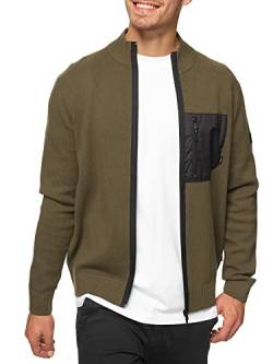 Indicode Herren Manuel Strickjacke mit Stehkragen & Brusttasche | Regular Fit Jacke Cardigan mit Reißverschluss Army M von Indicode