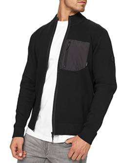 Indicode Herren Manuel Strickjacke mit Stehkragen & Brusttasche | Regular Fit Jacke Cardigan mit Reißverschluss Black S von Indicode