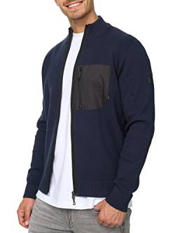 Indicode Herren Manuel Strickjacke mit Stehkragen & Brusttasche | Regular Fit Jacke Cardigan mit Reißverschluss Navy XL von Indicode