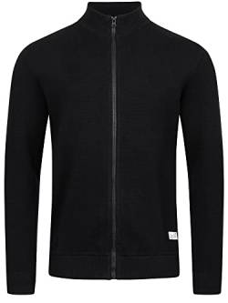 Indicode Herren Marco Strickjacke mit Stehkragen | Regular Fit Feinstrick Jacke mit Reißverschluss Cardigan Black M von Indicode