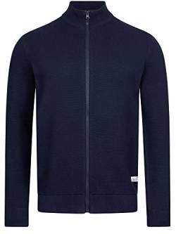 Indicode Herren Marco Strickjacke mit Stehkragen | Regular Fit Feinstrick Jacke mit Reißverschluss Cardigan Navy L von Indicode