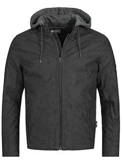 Indicode Herren Miguel Jacke aus Leder-Imitat | Kunstleder Herrenjacke Bikerjacke Black XXL von Indicode