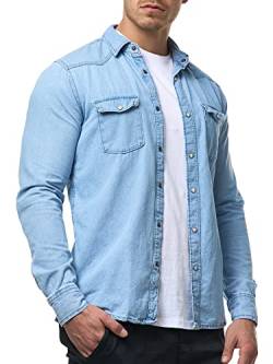 Indicode Herren Mike Hemd mit 2 Brust-Tasche aus Baumwolle | Herrenhemd für Männer Blue Wash S von Indicode