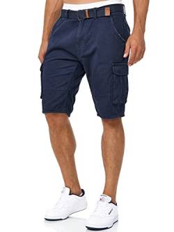 Indicode Herren Monroe Cargo Cargo-Shorts inkl. Gürtel | Bermuda Männer Sommerhose aus Baumwolle Navy M von Indicode