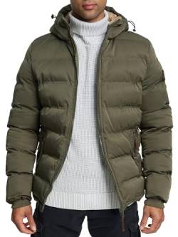 Indicode Herren Nemos Steppjacke mit Kapuze | Herrenjacke Winterjacke Freizeitjacke Männer Army M von Indicode