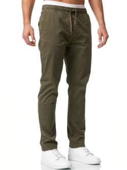 Indicode Herren Osborne Stoffhose aus 98% Baumwolle | Herrenhose Freizeithose für Männer Army S von Indicode