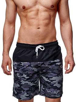 Indicode Herren Pruitt Badehose mit 3 Taschen und Tunnelzug | Badeshorts für Männer Dired Camouflage XL von Indicode