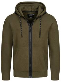 Indicode Herren Reilly Sweatjacke mit Kapuze | Hooded Jacket Kapuzensweatjacke Hoodie mit Reißverschluss f. Männer Army XXL von Indicode