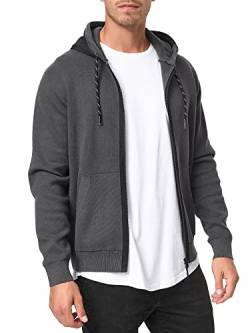 Indicode Herren Reilly Sweatjacke mit Kapuze | Hooded Jacket Kapuzensweatjacke Hoodie mit Reißverschluss f. Männer Dk Grey M von Indicode