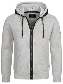 Indicode Herren Reilly Sweatjacke mit Kapuze | Hooded Jacket Kapuzensweatjacke Hoodie mit Reißverschluss f. Männer Lt Grey Mix XXL von Indicode