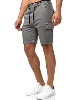 Indicode Herren Rudi Cargo Jeans Jogging Shorts | Denim Stretch Sommerhose für Männer Pewter XL von Indicode