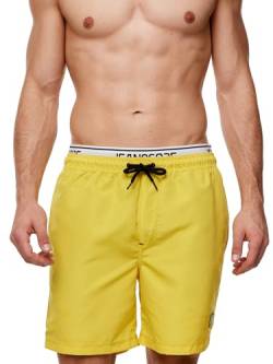 Indicode Herren Solomon Badehose mit 3 Taschen und Tunnelzug | Badeshorts für Männer Lemon Pie XL von Indicode