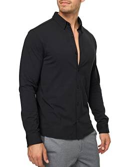 Indicode Herren Theo Hemd Langarm Super-Stretch Baumwolle | Herrenhemd Männer Black XXL von Indicode